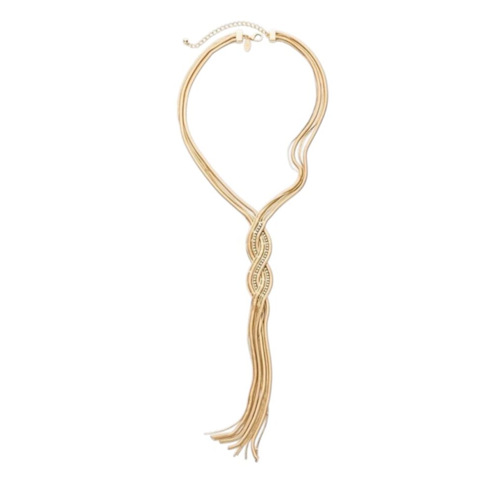 Chico's Lola Braid Gold Necklace NWT